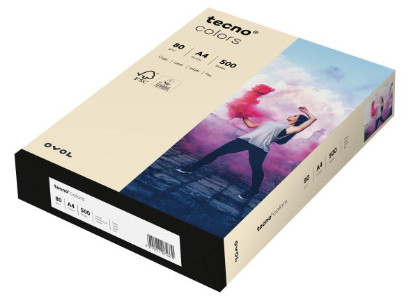 tecno COLORS hellchamois, farbiges Kopierpapier, 80 g/m², DIN A4