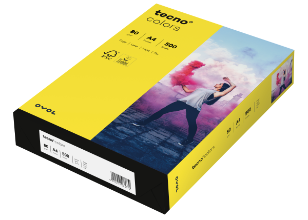 tecno COLORS gelb, farbiges Kopierpapier, 80 g/m², DIN A4