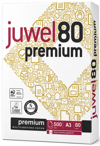 Juwel 80 Premium PEFC Kopierpapier, 80 g/m², A3 (297 x 420 mm)