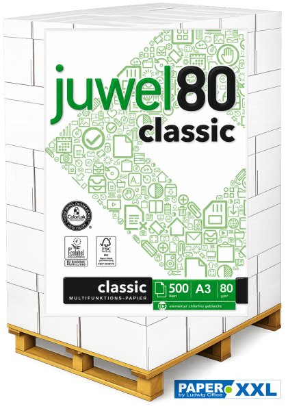 Juwel 80 CLASSIC Kopierpapier, 80 g/m², DIN A3, FSC - Palette = 50.000 Blatt