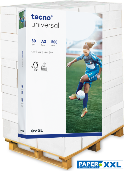 tecno UNIVERSAL Kopierpapier, 80 g/m², DIN A3 - Palette = 50.000 Blatt