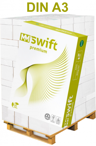 MM Swift PREMIUM Kopierpapier FSC, 80 g/m², DIN A3 - Palette = 50.000 Blatt