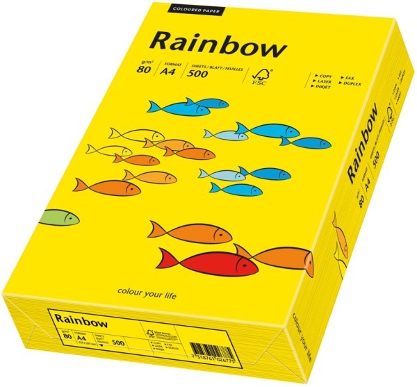 Rainbow 18 intensivgelb, farbiges Kopierpapier, 80 g/m², DIN A4
