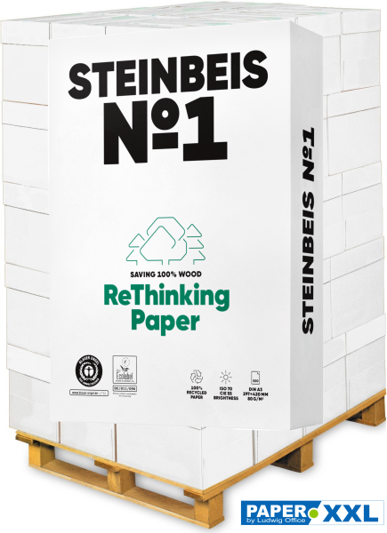 Steinbeis No.1 Recyclingpapier / Kopierpapier, 80 g/m², DIN A3 - Palette = 50.000 Blatt