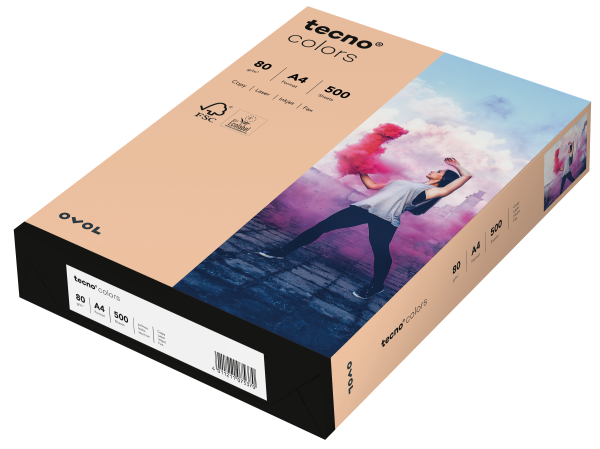 tecno COLORS lachs, farbiges Kopierpapier, 80 g/m², DIN A4