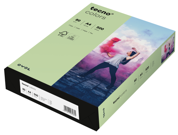 tecno COLORS mittelgrün, farbiges Kopierpapier, 80 g/m², DIN A4