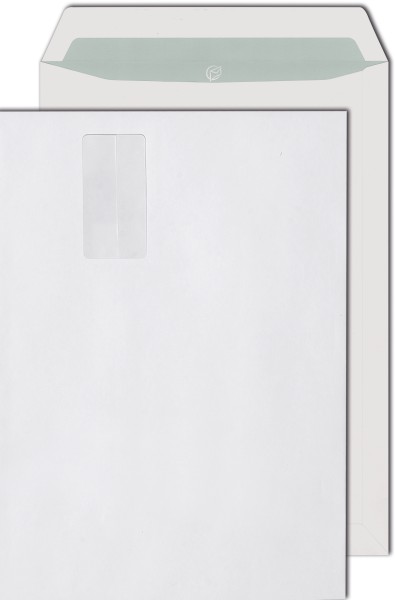 Adressfeldtaschen mit Fenster weiß 120g DIN B4 (250 x 353 mm) haftklebend