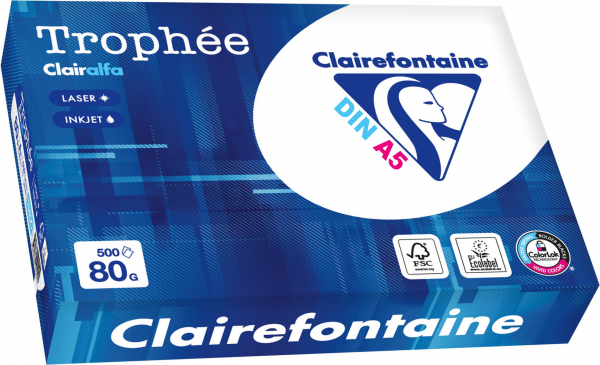 Clairefontaine Trophée CLAIRALFA 1910C Kopierpapier, 80 g/m², DIN A5