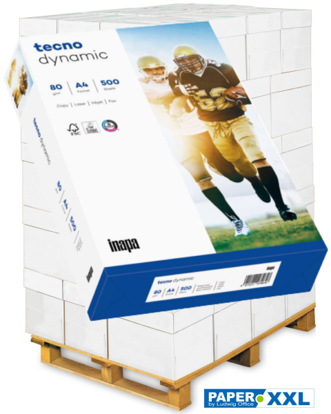 inapa tecno DYNAMIC Kopierpapier, 80 g/m², DIN A4 - Palette = 100.000 Blatt
