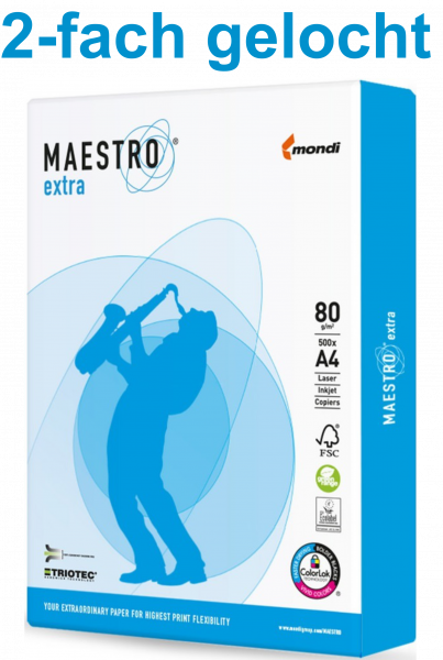 Maestro EXTRA Kopierpapier FSC, DIN A4, 80 g/m², 2-fach GELOCHT