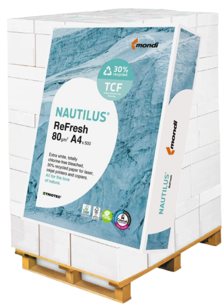 Nautilus ReFresh Recyclingpapier / Kopierpapier, 80 g/m², DIN A4 - Palette = 100.000 Blatt