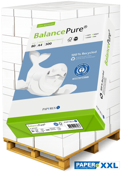 Balance PURE Recyclingpapier, 80 g/m², DIN A4, MIT Blauen Engel - Palette = 100.000 Blatt