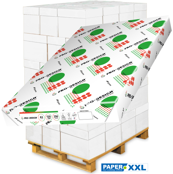 PRO-DESIGN Kopierpapier / Farblaserpapier, 120 g/m², DIN A3 - Palette = 30.000 Blatt
