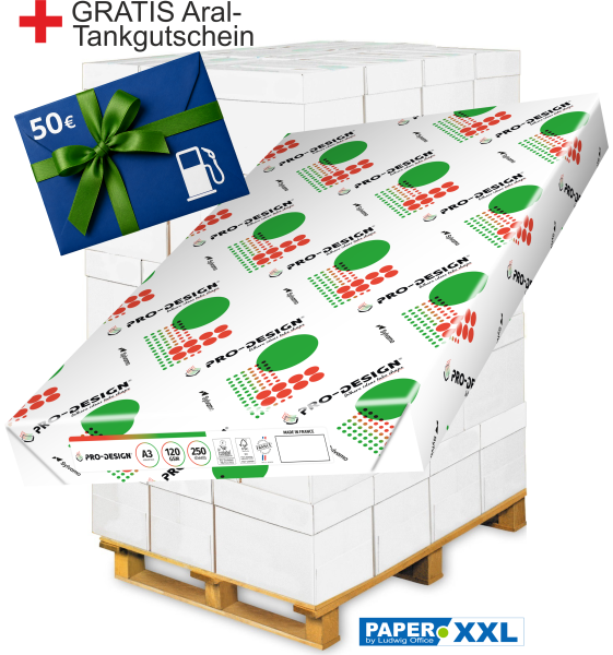 PRO-DESIGN Kopierpapier / Farblaserpapier, 120 g/m², DIN A3 - Palette = 30.000 Blatt